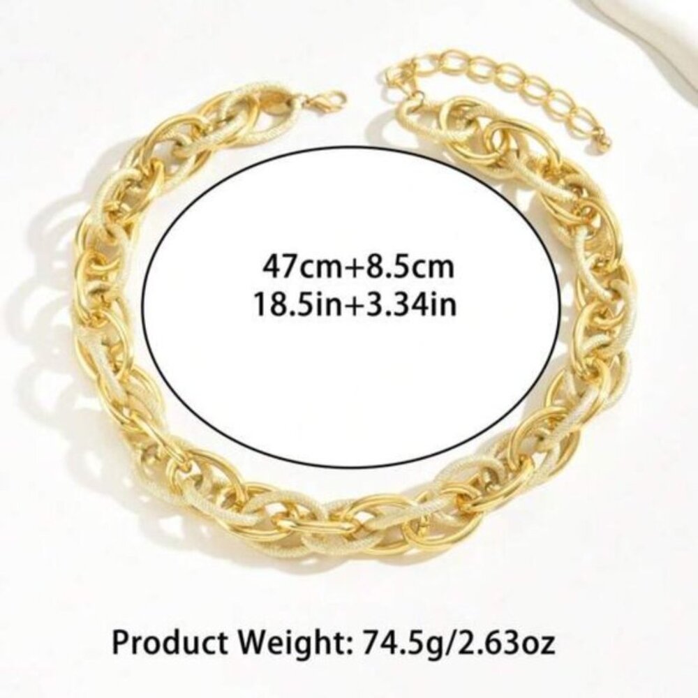 Chunky Gold Rope Chain Necklace - Picture 4 of 4